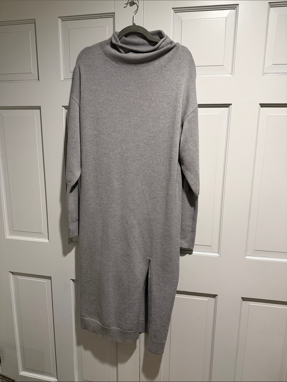 Aritzia Wilfred Gray Sweater Dress Cowl Neck Midi Knit Size Medium